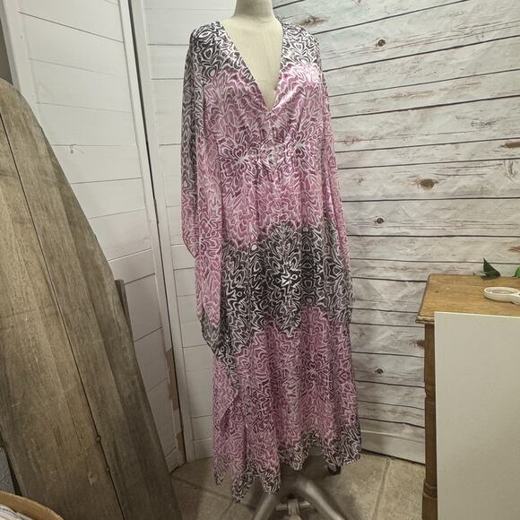 Oscar de la Renta Dresses & Skirts - Oscar De La Renta Kimono Kaftan Dress Robe Long Lounge Wear Pink Small/Medium